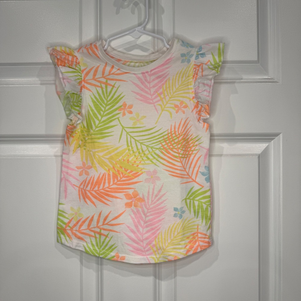 Garanimals Girls Tropical Palm‎ Leaf Flutter Sleeve T-Shirt Size 5T